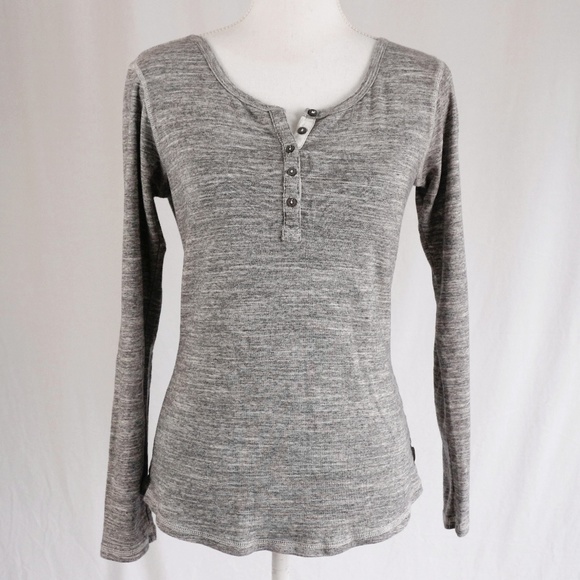 Scotch & Soda Tops - Maison SCOTCH & SODA Grey Cotton Grandad T Shirt S